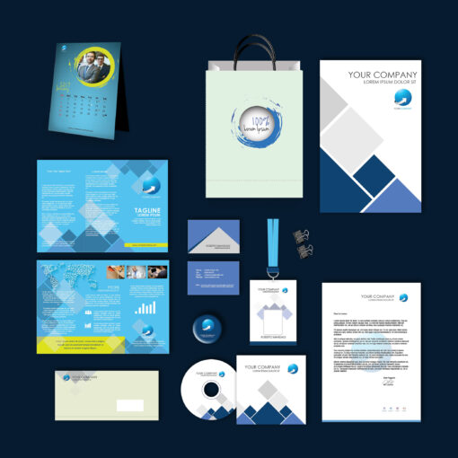 Blue Cool Print Design Template Pack